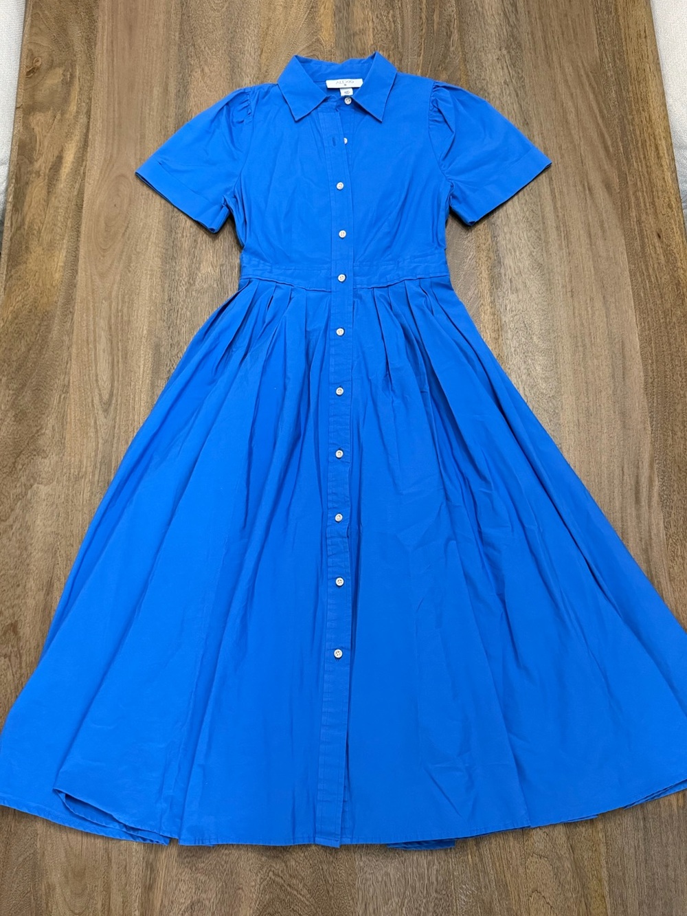 Alexis Blue Button-Front Maxi Shirt Dress